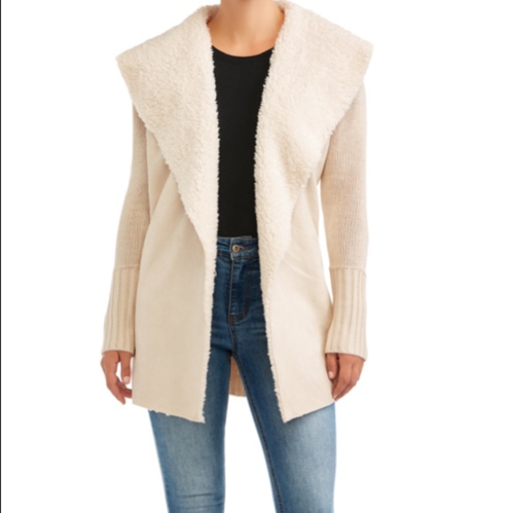 🧁NWT Allison Andrew’s Teddy/Faux Suede Sweater Jacket
